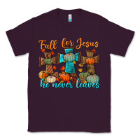 Plum fall for jesus he never leaves Classic Tee - BundleAndBundleShop