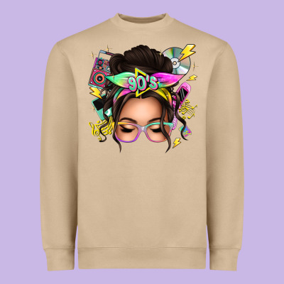 90s Messy Bun Heavyweight Sweatshirt Designed By Texasbilliewilder