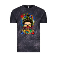 Cloud Black autism mom messy bun Vintage Tee - LillyAllenDesigns