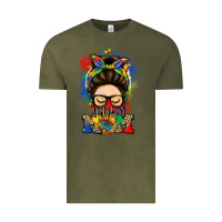 Vintage Olive autism mom messy bun Vintage Tee - LillyAllenDesigns