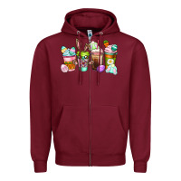 Burgundy Easter coffee cups Easter Day Zipper Hoodie - CowGirlArtShop