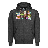 Charcoal Heather Easter coffee cups Easter Day Zipper Hoodie - CowGirlArtShop