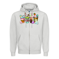 Dove Grey Easter coffee cups Easter Day Zipper Hoodie - CowGirlArtShop