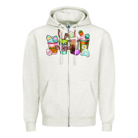 Oatmeal Heather Easter coffee cups Easter Day Zipper Hoodie - CowGirlArtShop
