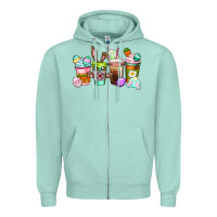 Seafoam Easter coffee cups Easter Day Zipper Hoodie - CowGirlArtShop