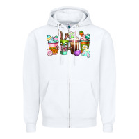 White Easter coffee cups Easter Day Zipper Hoodie - CowGirlArtShop