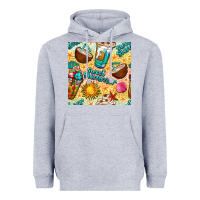 Heather Grey sweet summer coffee cups with colorful leopard and sea stars seamless  Heavyweight Hoodie - BundleAndBundleShop