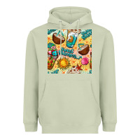 Matcha sweet summer coffee cups with colorful leopard and sea stars seamless  Heavyweight Hoodie - BundleAndBundleShop