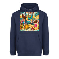 Navy sweet summer coffee cups with colorful leopard and sea stars seamless  Heavyweight Hoodie - BundleAndBundleShop