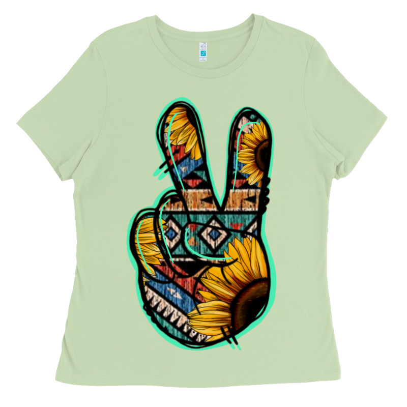 Aztec Sunflower Peace Sign Ladies Tee by Jasminsmagicworld | Teevron