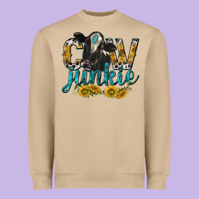 Cow Junkie With Cow Heavyweight Sweatshirt Designed By Texasbilliewilder