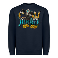 Navy Cow Junkie with Cow Heavyweight Sweatshirt - texasbilliewilder