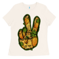 Bone Pineapple Peace Sign Ladies Tee - Jasminsmagicworld