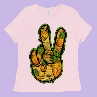 Pineapple Peace Sign Ladies Tee Designed By Jasminsmagicworld