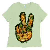 Matcha Pineapple Peace Sign Ladies Tee - Jasminsmagicworld