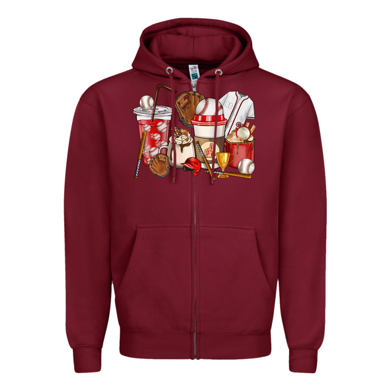 Baseball Coffee Cups Zipper Hoodie by HowdyJamesFarm | Teevron