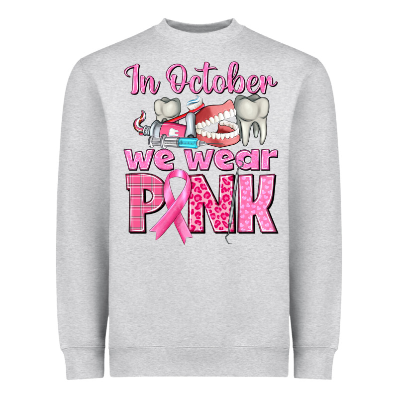 In October We Wear Pink Breast Cancer Awareness Heavyweight Sweatshirt by texasbilliewilder | Teevron