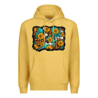 Antique Gold cowhide leopard turquoise sunflowers pattern olivia Premium Hoodie - OliviaCreatesArt