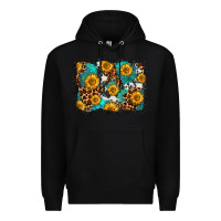 Black cowhide leopard turquoise sunflowers pattern olivia Premium Hoodie - OliviaCreatesArt