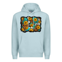Blue Mist cowhide leopard turquoise sunflowers pattern olivia Premium Hoodie - OliviaCreatesArt