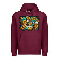 Burgundy cowhide leopard turquoise sunflowers pattern olivia Premium Hoodie - OliviaCreatesArt