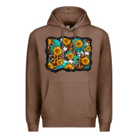 Chestnut cowhide leopard turquoise sunflowers pattern olivia Premium Hoodie - OliviaCreatesArt