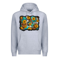 Heather Grey cowhide leopard turquoise sunflowers pattern olivia Premium Hoodie - OliviaCreatesArt