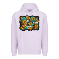 Lilac cowhide leopard turquoise sunflowers pattern olivia Premium Hoodie - OliviaCreatesArt