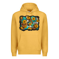 Mustard cowhide leopard turquoise sunflowers pattern olivia Premium Hoodie - OliviaCreatesArt