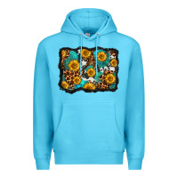 Ocean Blue cowhide leopard turquoise sunflowers pattern olivia Premium Hoodie - OliviaCreatesArt
