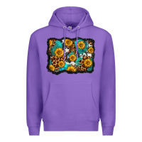 Purple cowhide leopard turquoise sunflowers pattern olivia Premium Hoodie - OliviaCreatesArt