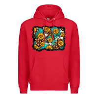 Red cowhide leopard turquoise sunflowers pattern olivia Premium Hoodie - OliviaCreatesArt
