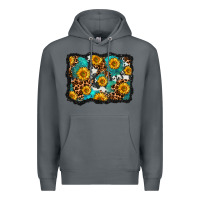Rock cowhide leopard turquoise sunflowers pattern olivia Premium Hoodie - OliviaCreatesArt