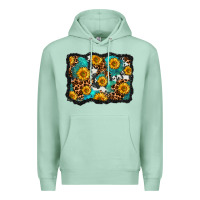 Seafoam cowhide leopard turquoise sunflowers pattern olivia Premium Hoodie - OliviaCreatesArt