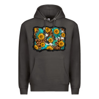 Smoke cowhide leopard turquoise sunflowers pattern olivia Premium Hoodie - OliviaCreatesArt