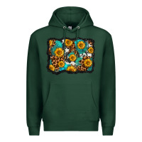 Sports Green cowhide leopard turquoise sunflowers pattern olivia Premium Hoodie - OliviaCreatesArt