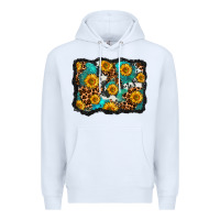 White cowhide leopard turquoise sunflowers pattern olivia Premium Hoodie - OliviaCreatesArt