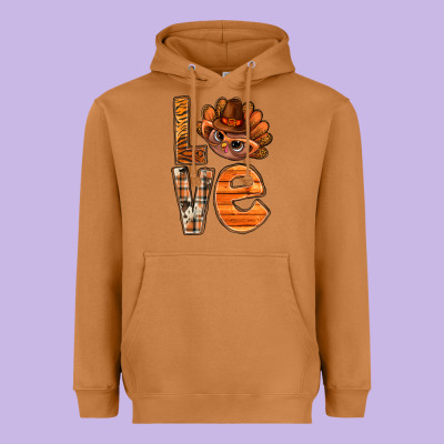 Thanksgiving With Turkey Love Bbs Heavyweight Hoodie Designed By Bundleandbundleshop