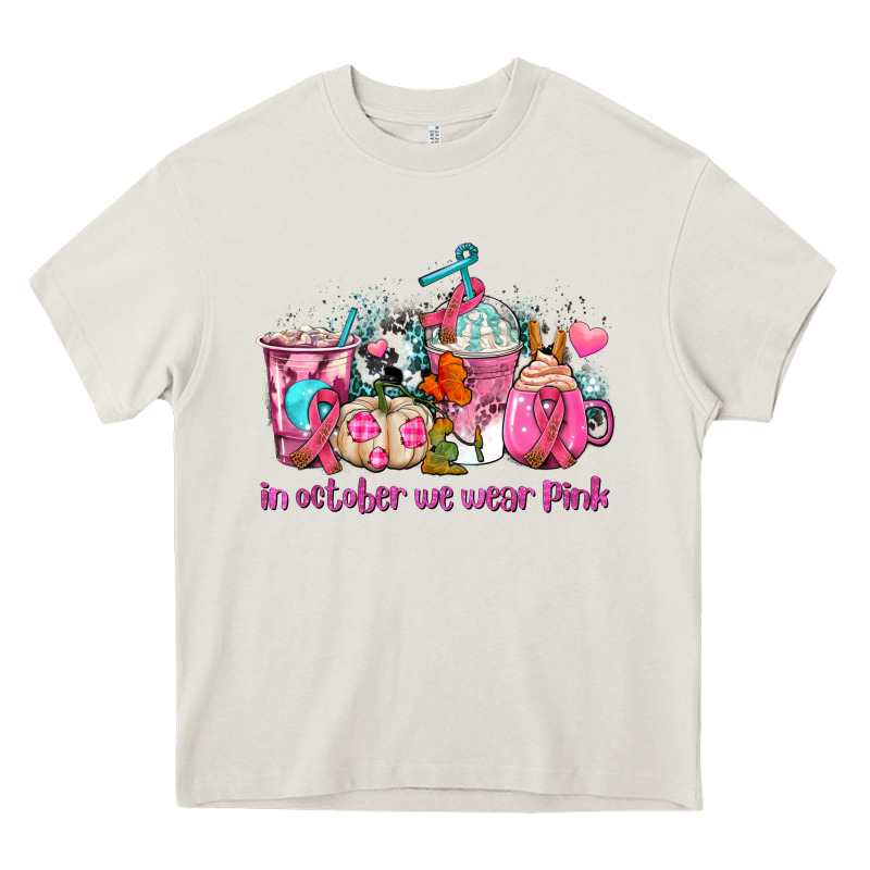 Western Cancer  In October We Wear Pink Coffee Cups With Ribbons Heavy Core Tee by AdoDesignShop | Teevron