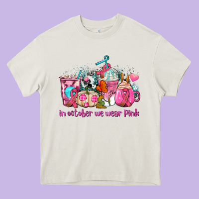 Western Cancer  In October We Wear Pink Coffee Cups With Ribbons Heavy Core Tee Designed By Adodesignshop