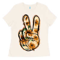 Bone Floral Gold Peace Sign Ladies Tee - Jasminsmagicworld