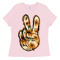 Bubblegum Pink Floral Gold Peace Sign Ladies Tee - Jasminsmagicworld