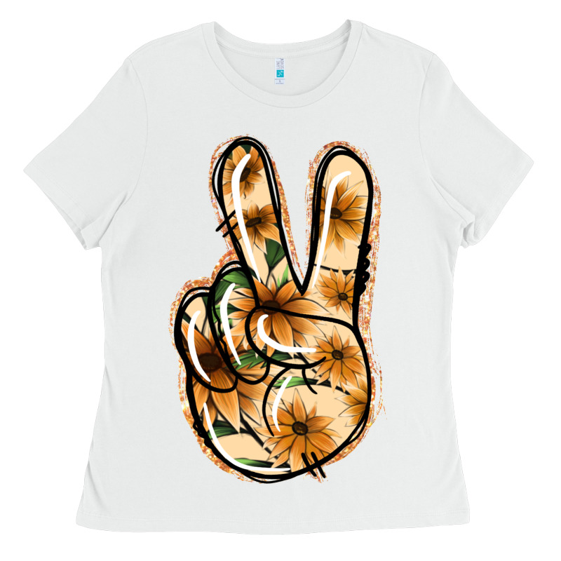 Floral Gold Peace Sign Ladies Tee by Jasminsmagicworld | Teevron