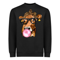 Black Cow Lick with Leopard Bandana Heavyweight Sweatshirt - texasbilliewilder