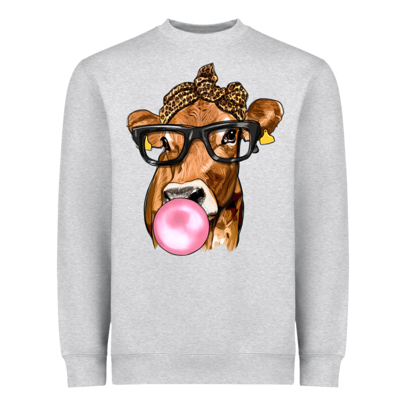 Cow Lick With Leopard Bandana Heavyweight Sweatshirt by texasbilliewilder | Teevron