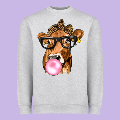 Cow Lick With Leopard Bandana Heavyweight Sweatshirt Designed By Texasbilliewilder