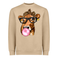 Mushroom Cow Lick with Leopard Bandana Heavyweight Sweatshirt - texasbilliewilder