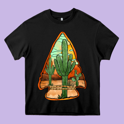Desert Cactus Arrowhead Heavy Core Tee Designed By Jasminsmagicworld