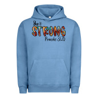 Pigment Pebble Blue she is strong provebs Urban Hoodie - CowhideDigitalArt