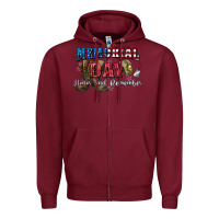 Burgundy Memorial day honor ans remember Zipper Hoodie - CowGirlArtShop